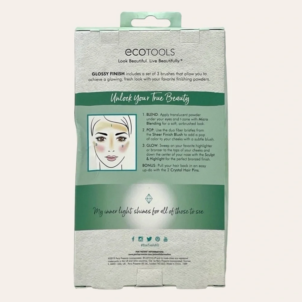 🌺 Ecotools Glossy Finish Jade Infused Brush Kit NEW